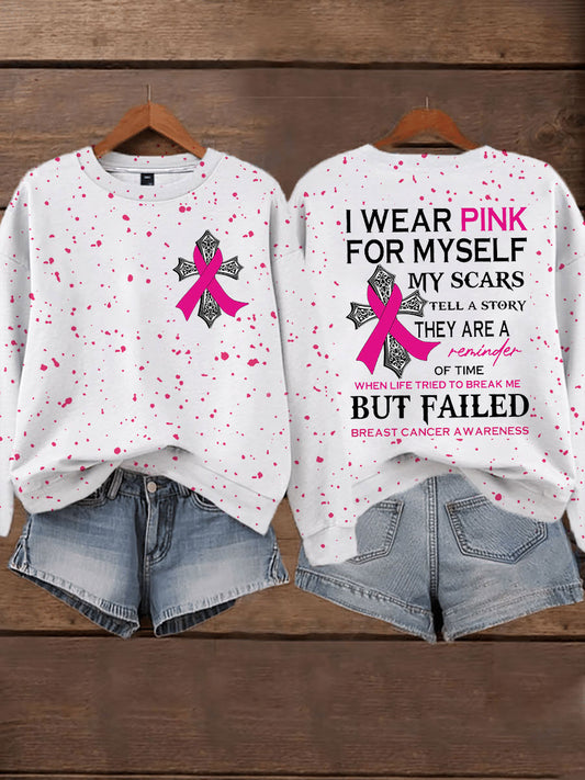 Frauen Brustkrebs Bewusstsein Ich trage Rosa für mich selbst Meine Narben erzählen eine Geschichte Sweatshirt
