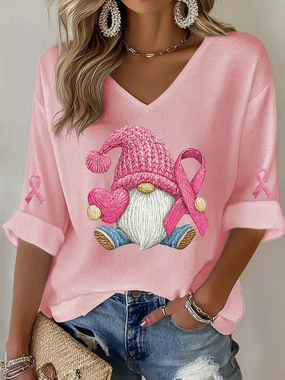 Frauen Brustkrebs Bewusstsein Rosa Band Print T-Shirt