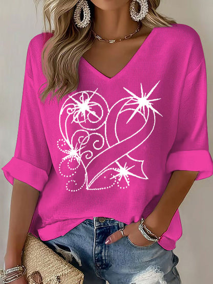 Frauen Brustkrebs Bewusstsein Rosa Band Print Casual T-Shirt
