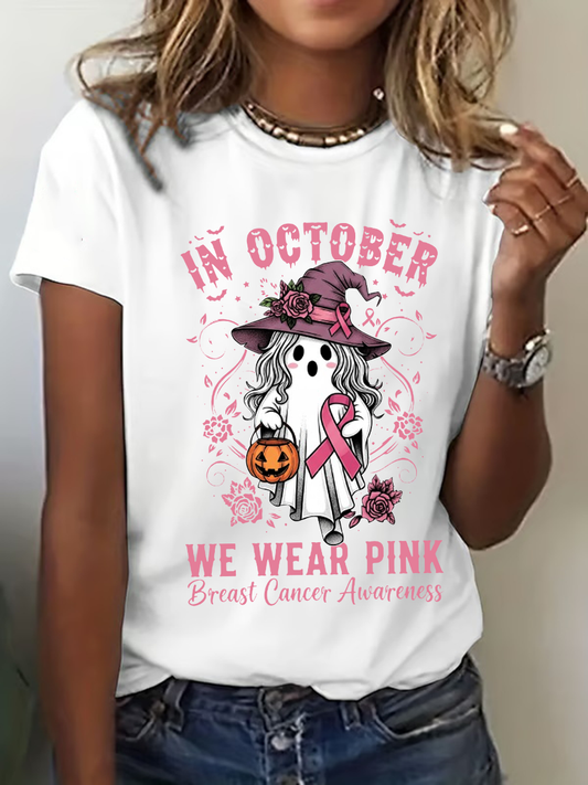Frauen Brustkrebs Bewusstsein im Oktober Wir tragen Rosa Print Casual T-Shirt