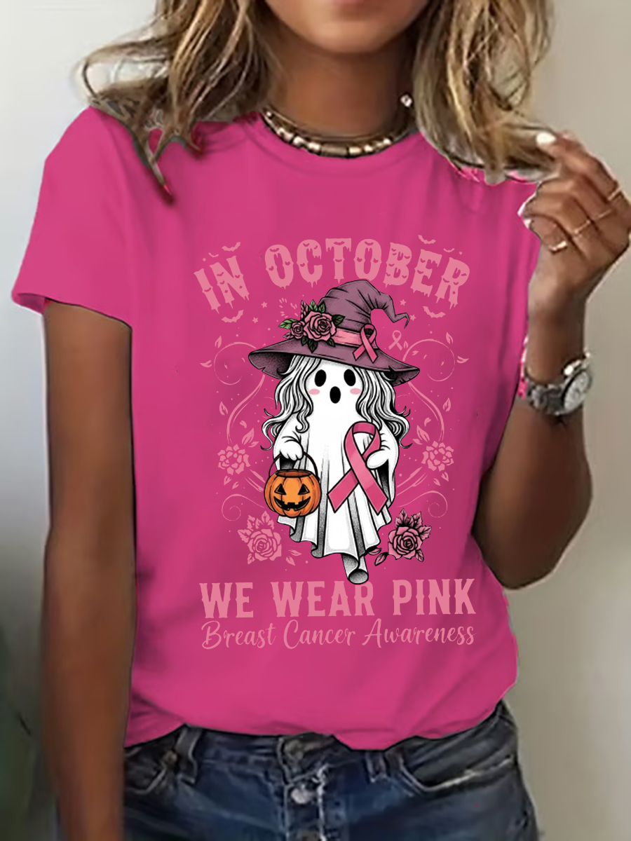 Frauen Brustkrebs Bewusstsein im Oktober Wir tragen Rosa Print Casual T-Shirt