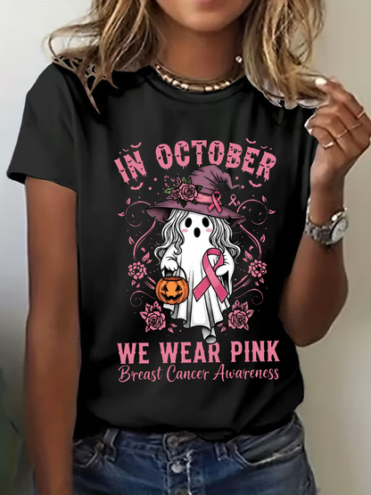 Frauen Brustkrebs Bewusstsein im Oktober Wir tragen Rosa Print Casual T-Shirt