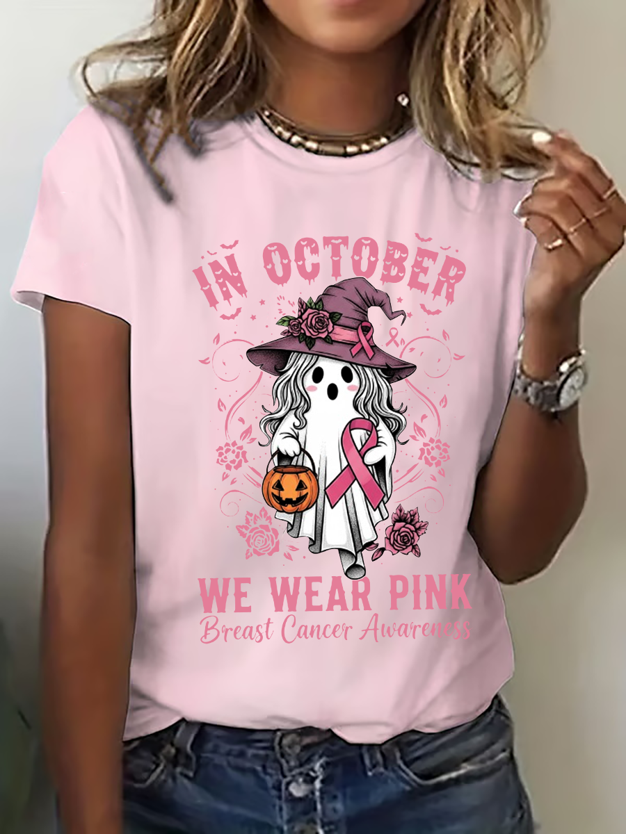 Frauen Brustkrebs Bewusstsein im Oktober Wir tragen Rosa Print Casual T-Shirt