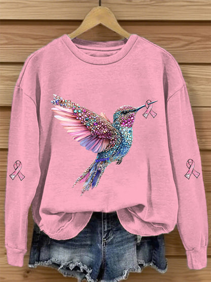 Damen-Sweatshirt mit rosa Farbband druck
