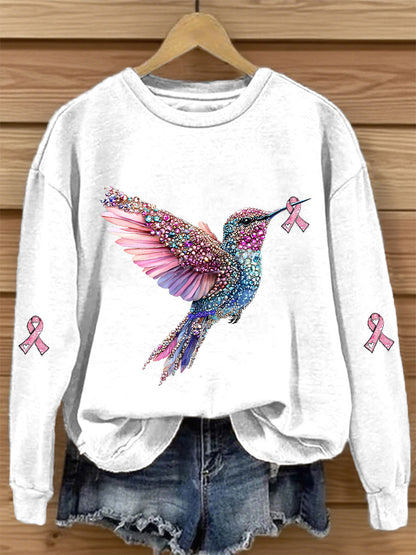 Damen-Sweatshirt mit rosa Farbband druck