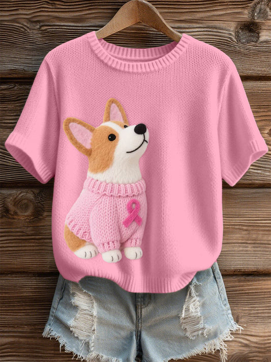 Damen schönes Corgi Muster Filz kunst Gemütliches Strick oberteil