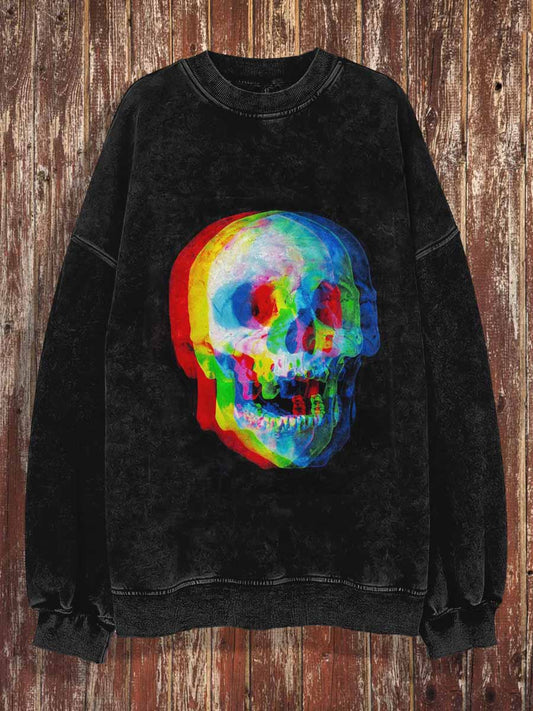 Unisex Punk Totenkopf Halloween Print Crew Hals lässig Sweatshirt