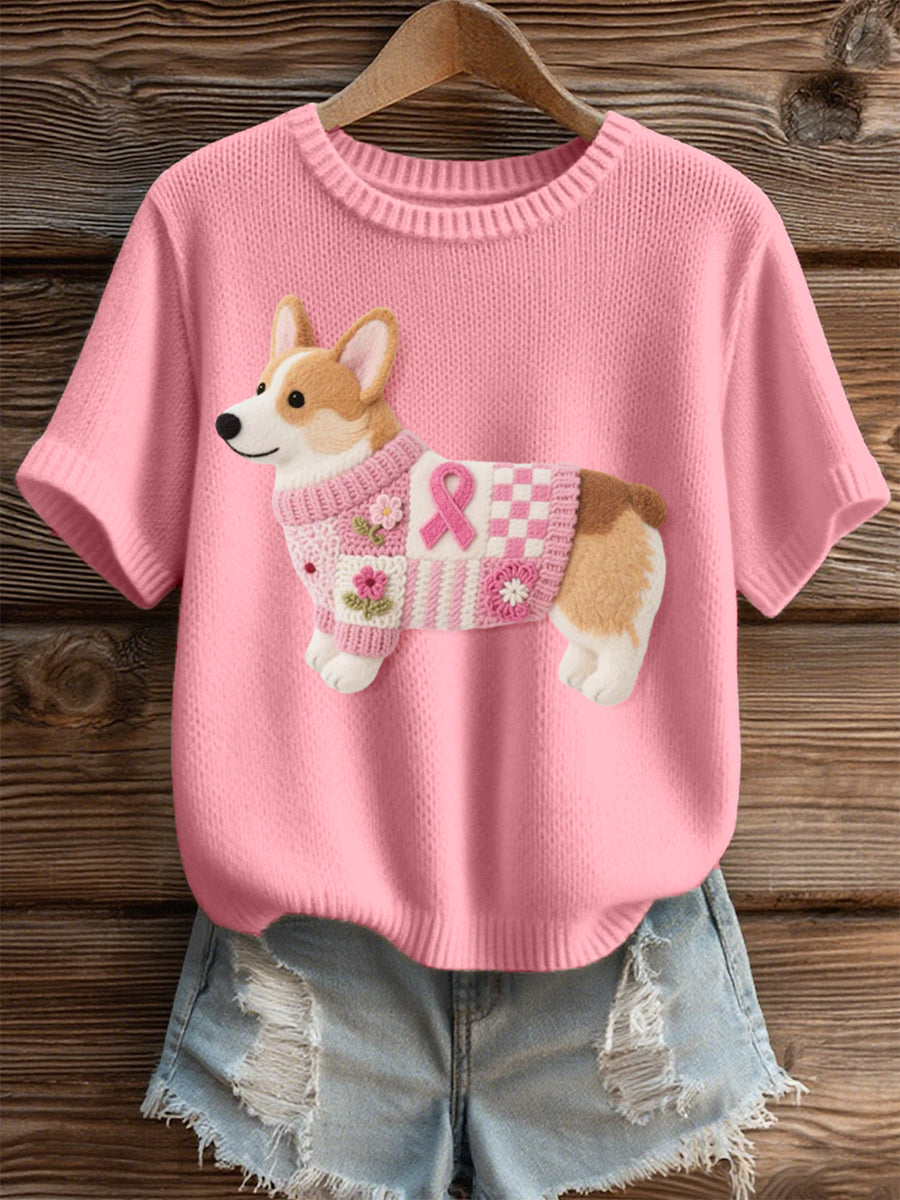 Damen schönes Corgi Muster Filz kunst Gemütliches Strick oberteil