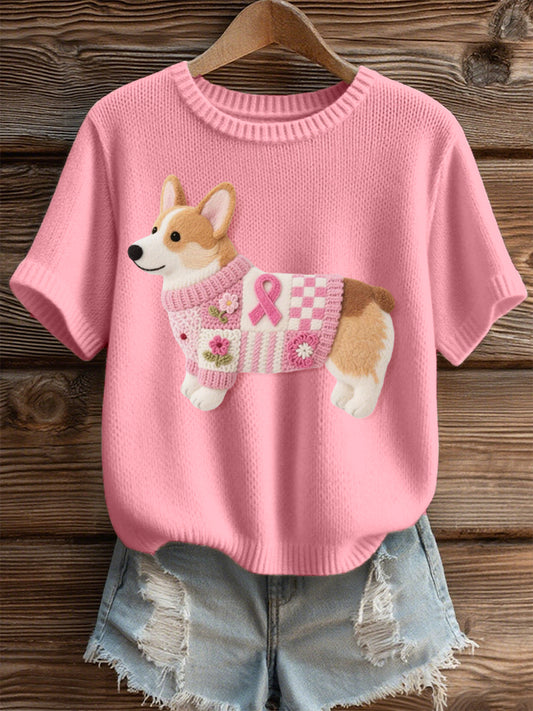 Damen schönes Corgi Muster Filz kunst Gemütliches Strick oberteil