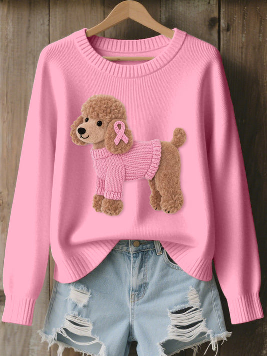 Gemütliche Strick pullover mit Pudel-Hunde muster für Frauen