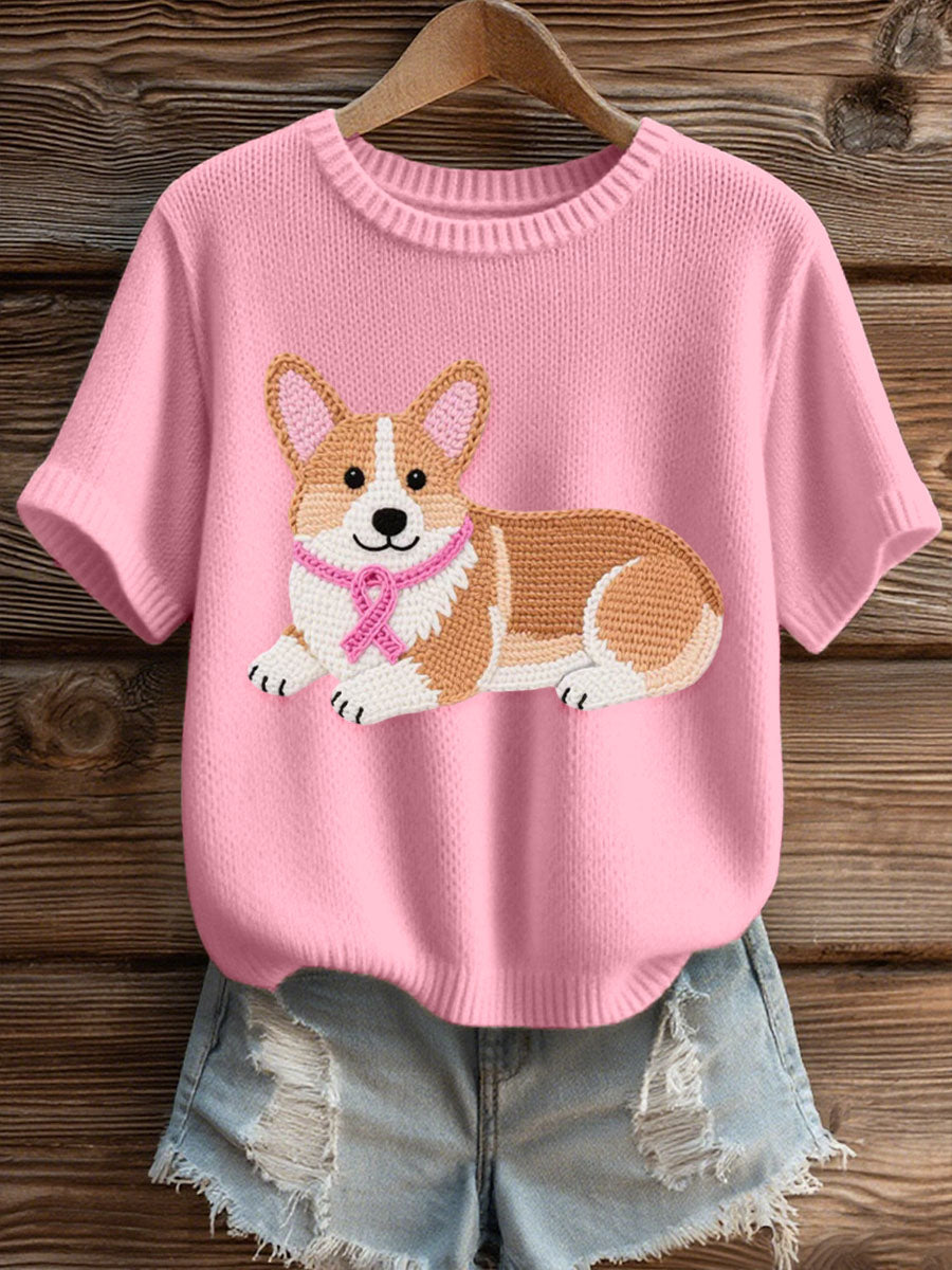 Gemütliches Strick oberteil für Damen Corgi Häkel muster