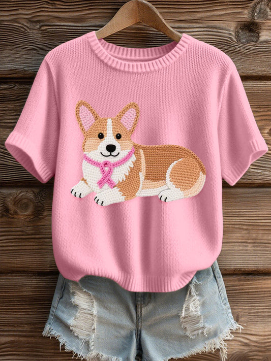 Gemütliches Strick oberteil für Damen Corgi Häkel muster