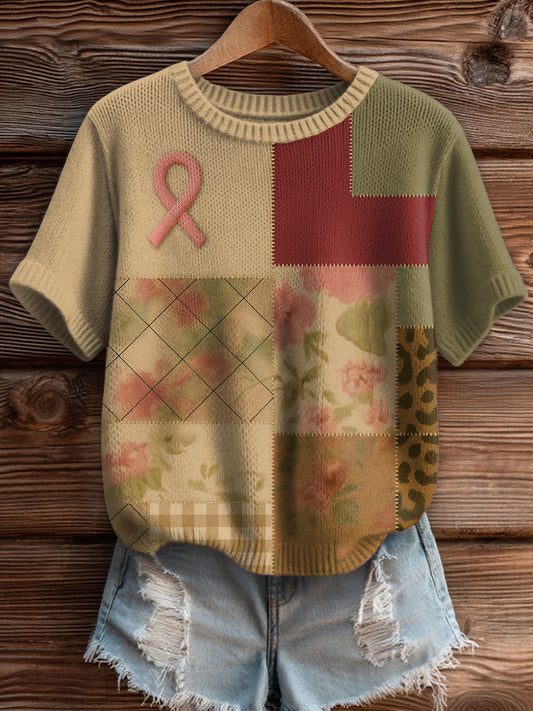Patchwork-Pullover mit Brustkrebs bewusstsein für Frauen