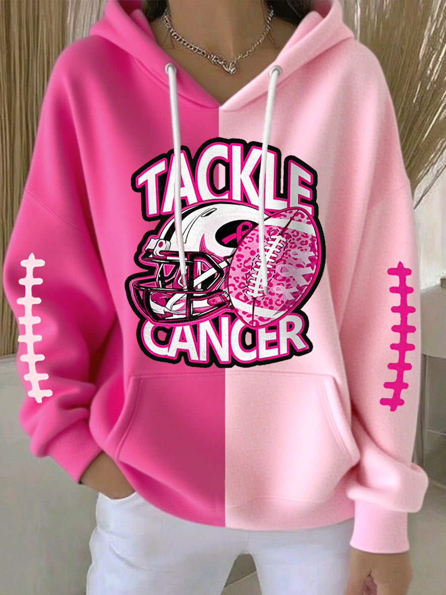 Frauen Tackle Brustkrebs Fußball Spieltag Brustkrebs Sensi bilisierung Unterstützung Hoodie