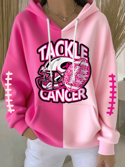 Frauen Tackle Brustkrebs Fußball Spieltag Brustkrebs Sensi bilisierung Unterstützung Hoodie