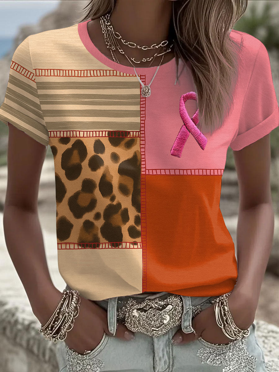 Damen-T-Shirt mit rosa Farbband druck