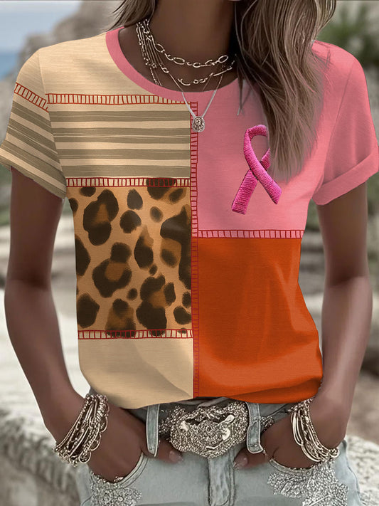 Damen-T-Shirt mit rosa Farbband druck