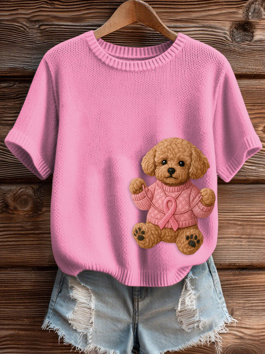 Damen-Strick pullover mit rosa Brust krebs aufdruck