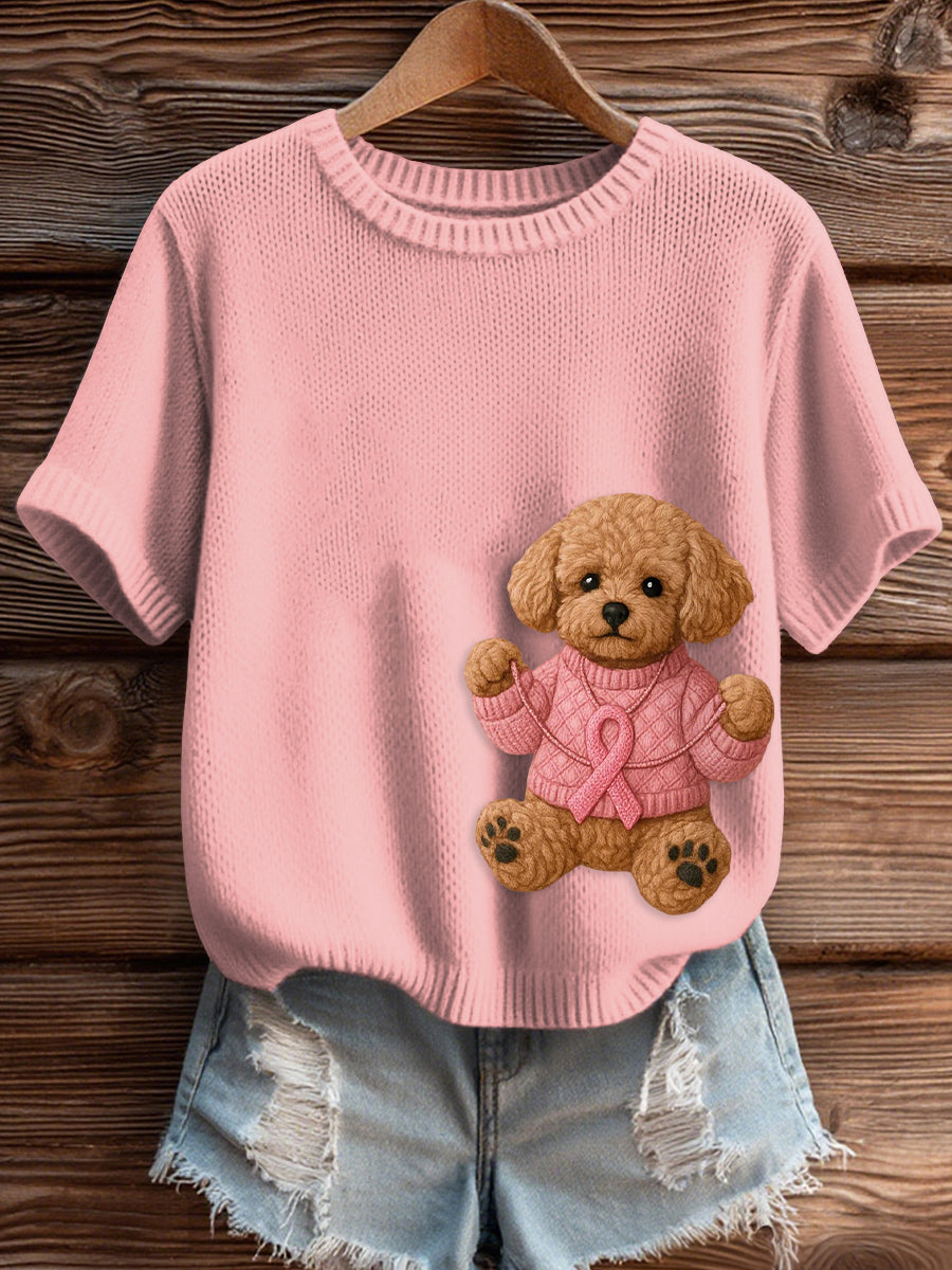 Damen-Strick pullover mit rosa Brust krebs aufdruck