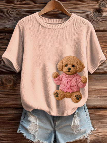 Damen-Strick pullover mit rosa Brust krebs aufdruck