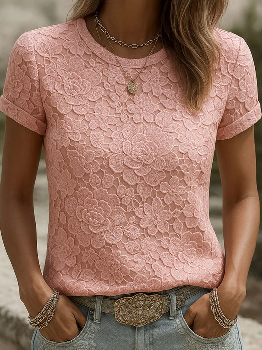 Damen Vintage Blumen kunst Druck T-Shirt