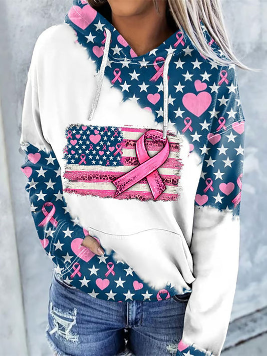 Frauen Brustkrebs Bewusstsein Pink Ribbon Print Casual Hoodie
