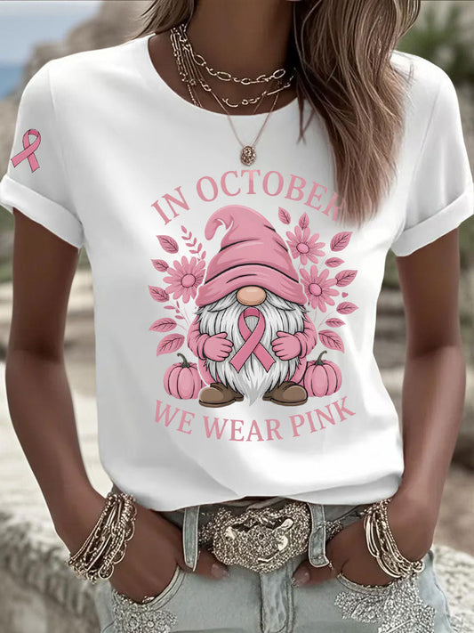 Frauen Brustkrebs Bewusstsein im Oktober Wir tragen Rosa Print Casual T-Shirt