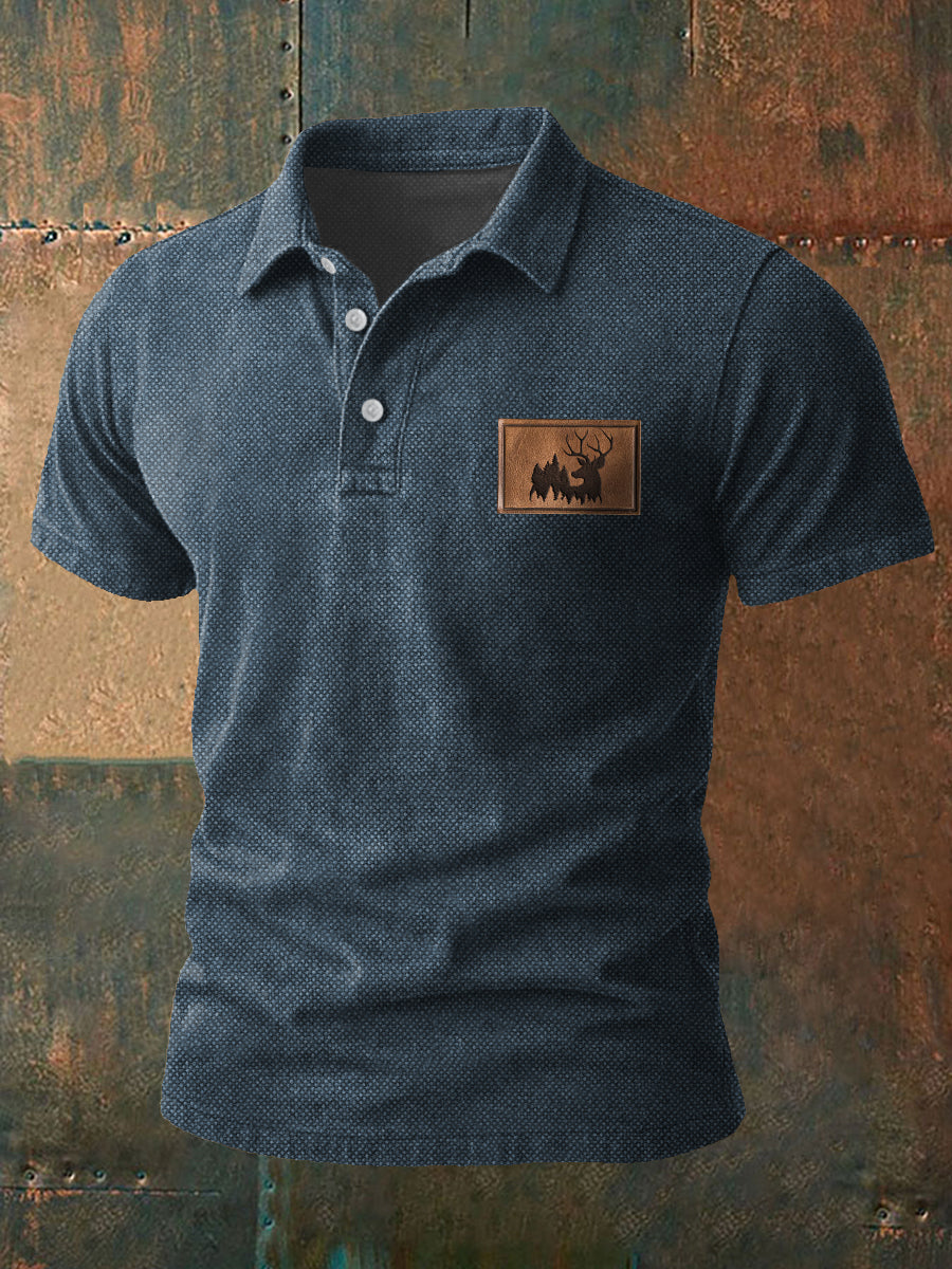 Herren Retro Western Geweih Print Casual Top
