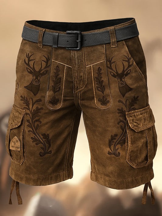 Oktoberfest-Hirschhosen Künstlerisch bedruckte Textur mit Kordel zug Taschen-Freizeit-Cargo-Shorts