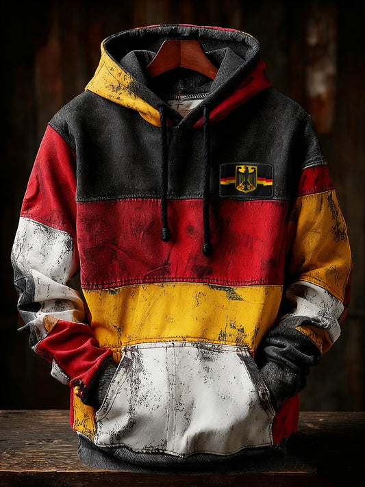 Herren Deutschland Kunstdruck Übergroßer Schulter-Hoodie mit Tasche