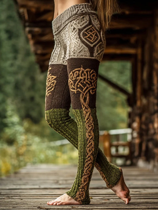 Frauen Viking Celtic Knot Kunst Frauen Strick Leggings