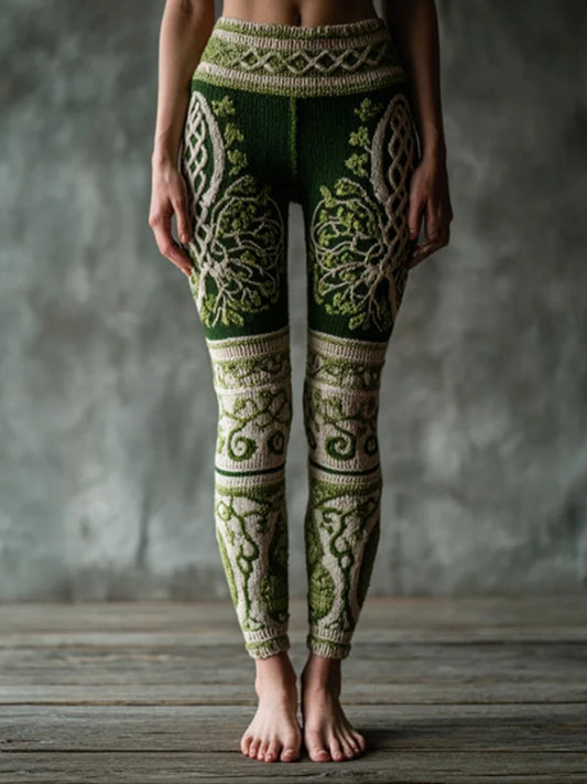 Damen Vintage Wikinger Baum des Lebens Muster Gemütliche Leggings
