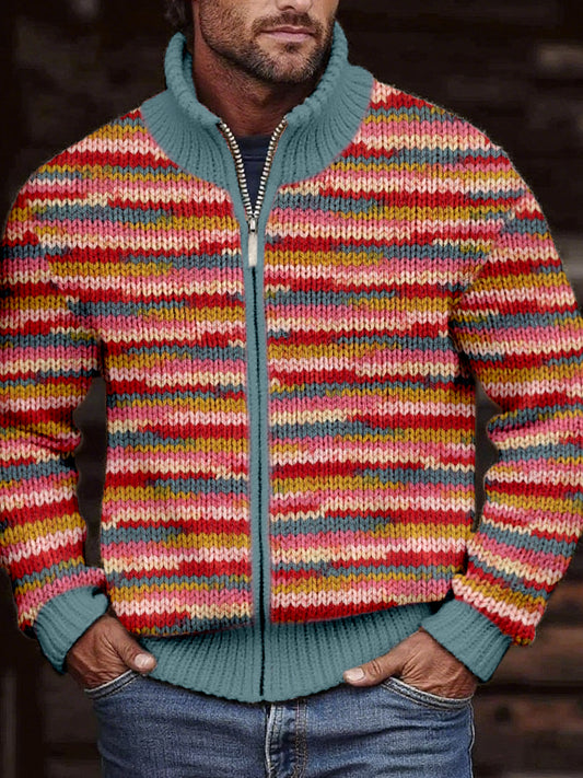 Herren Vintage Kontrast farbe Gemütliche Strickjacke