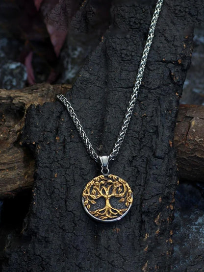 Nordic Vintage Viking Rune Baum des Lebens Anhänger Halskette