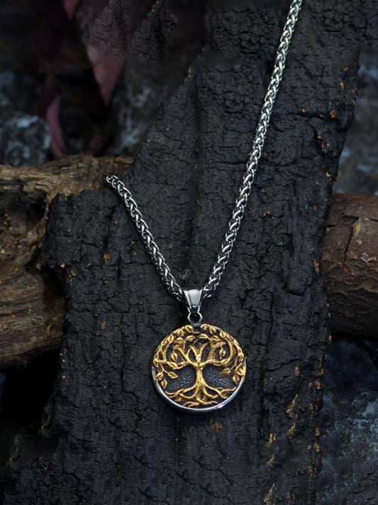 Nordic Vintage Viking Rune Baum des Lebens Anhänger Halskette
