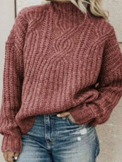 Damen Roll kragen pullover Strick pullover