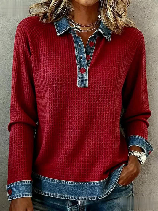 Einfaches Patchwork-Design für Damen gemütliches Top