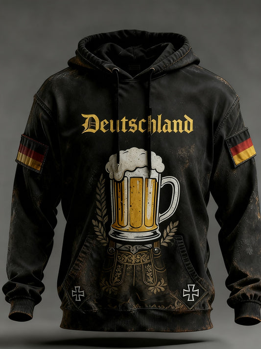 Herren Vintage Deutsche Flagge Kunstdruck Hoodie
