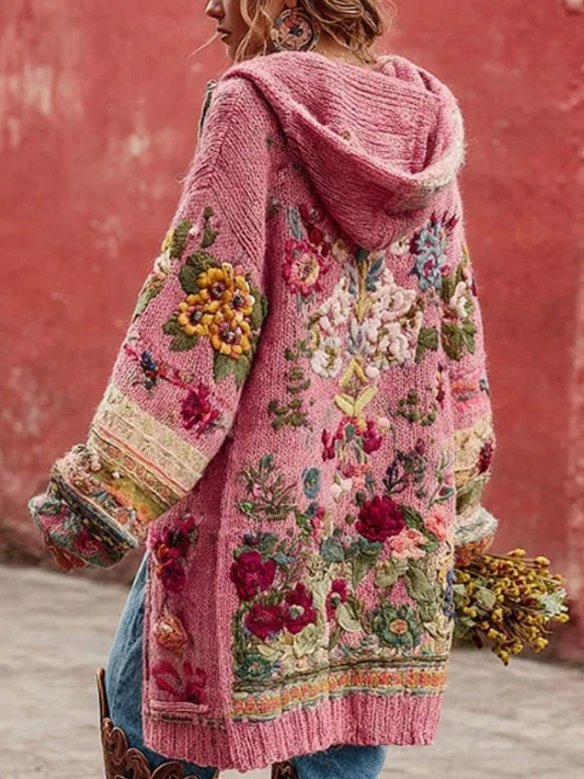 Frauen Brust Krebs Bewusstsein Blumen Knopf Strickjacke Kapuzen pullover