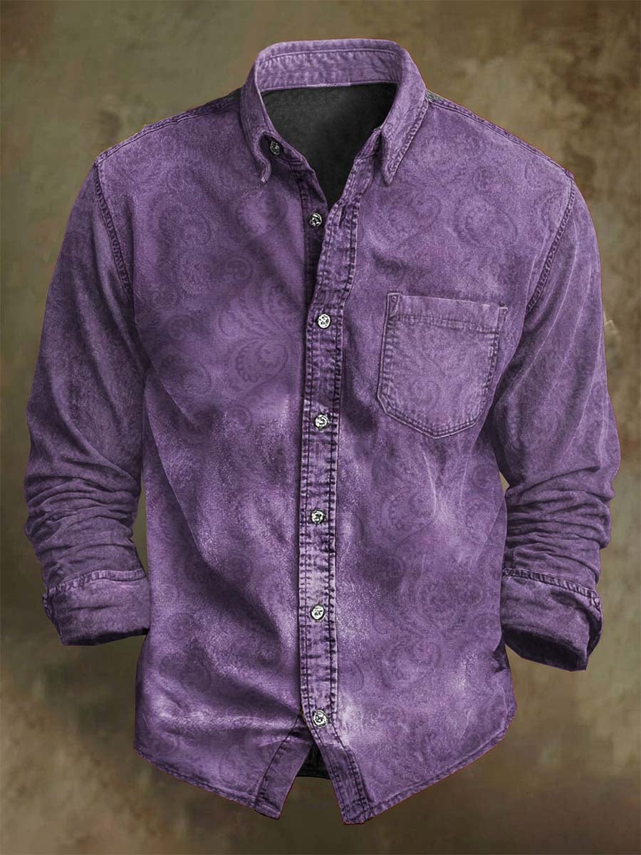 Langärmliges Retro-Hemd mit Paisley-Print