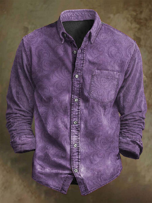 Langärmliges Retro-Hemd mit Paisley-Print