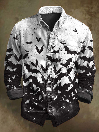 Halloween-Gradienten-Fledermaus druck Lässiges Langarm-Shirt