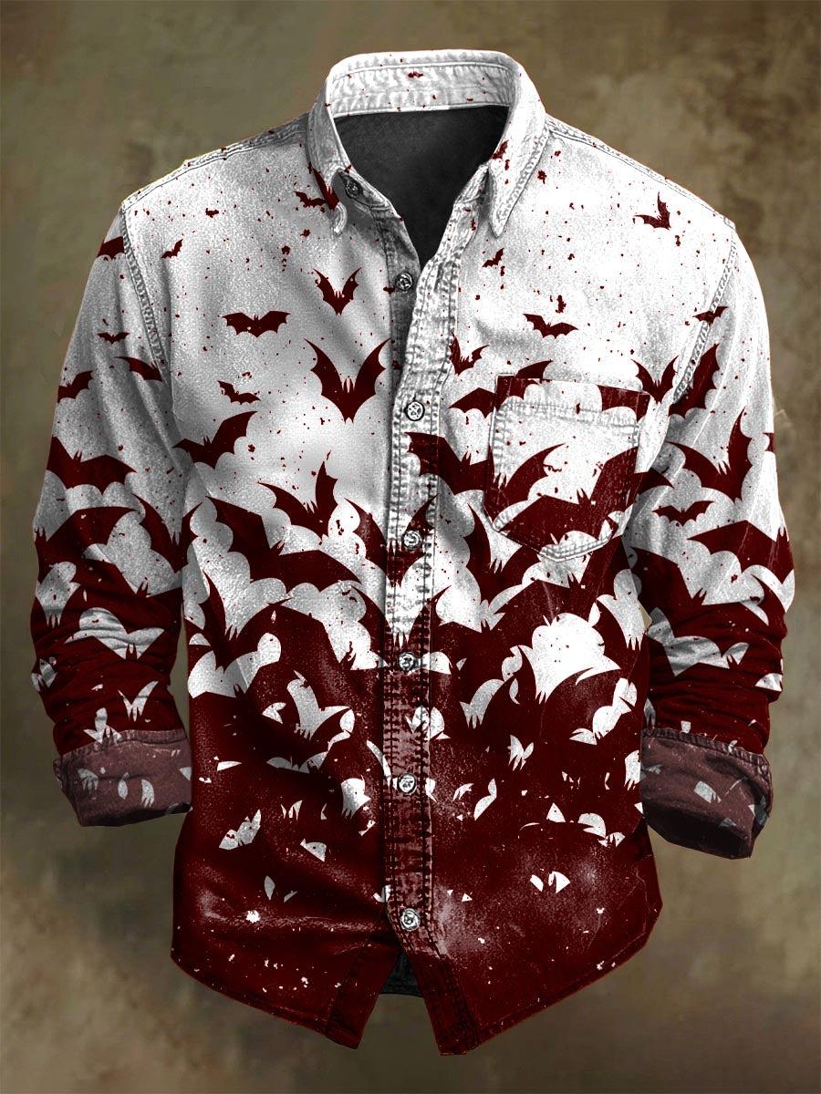 Halloween-Gradienten-Fledermaus druck Lässiges Langarm-Shirt