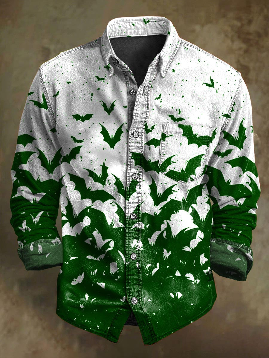 Halloween-Gradienten-Fledermaus druck Lässiges Langarm-Shirt