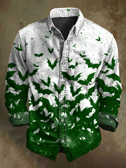 Halloween-Gradienten-Fledermaus druck Lässiges Langarm-Shirt