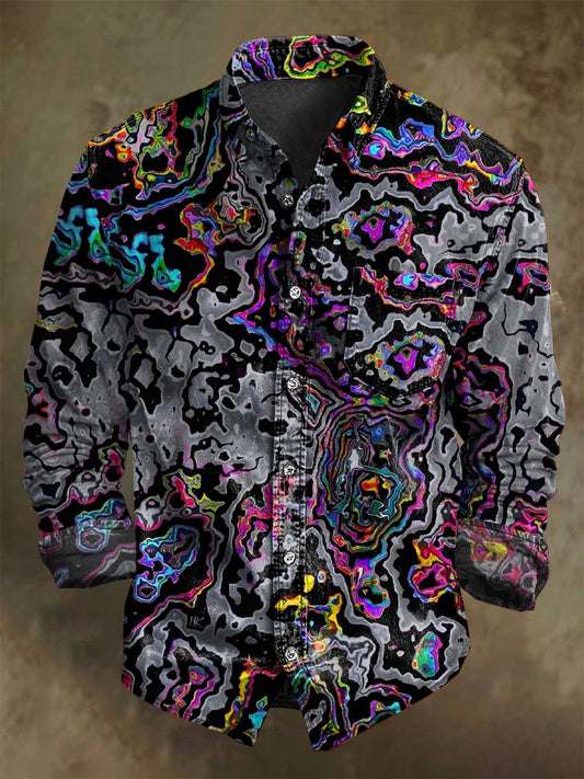 Buntes Langarm hemd mit abstraktem Kontrast druck
