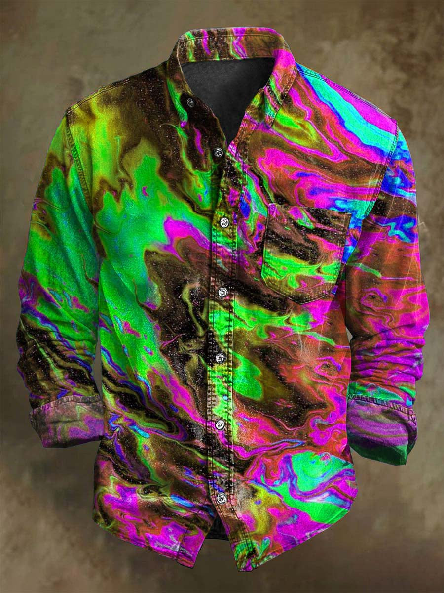 Abstrakte Farbe Clash Art Rendering lässig bedrucktes Langarm-Shirt