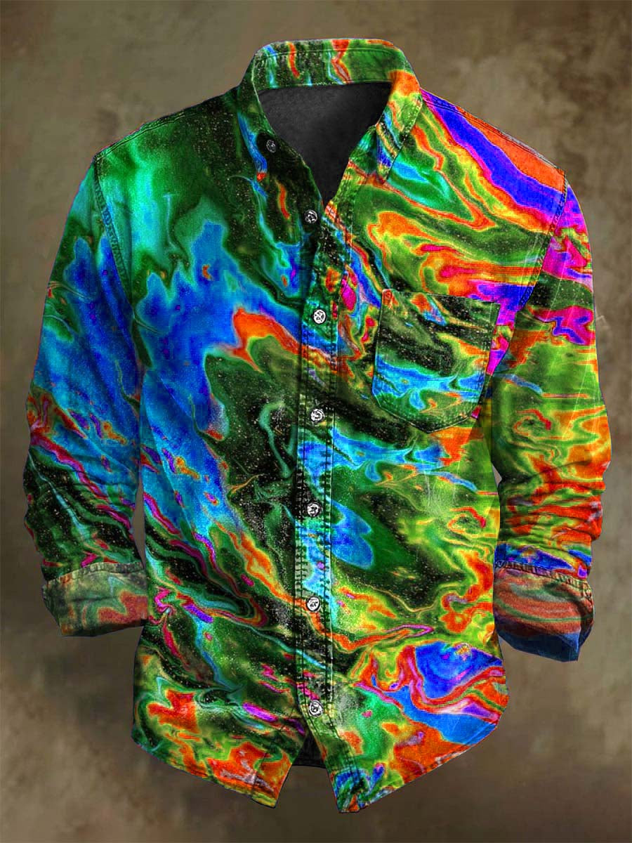 Abstrakte Farbe Clash Art Rendering lässig bedrucktes Langarm-Shirt