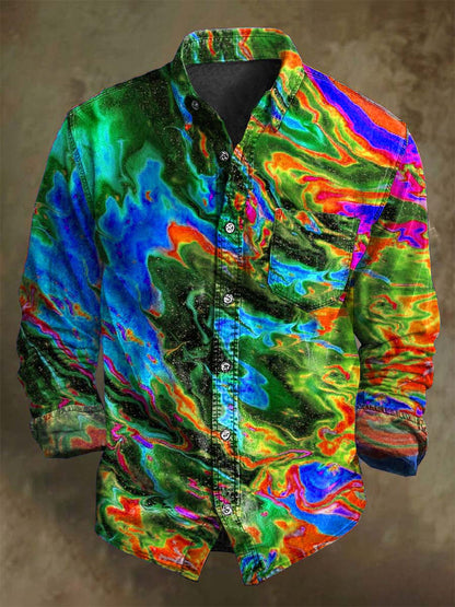 Abstrakte Farbe Clash Art Rendering lässig bedrucktes Langarm-Shirt