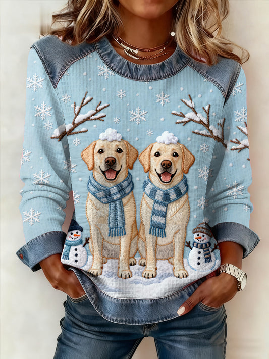 Damen niedliche Winter hunde drucken Hunde liebhaber lässig Sweatshirt